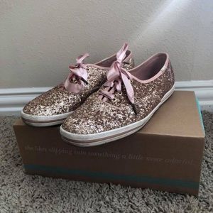 Kate Spade Rose Gold Glitter Keds